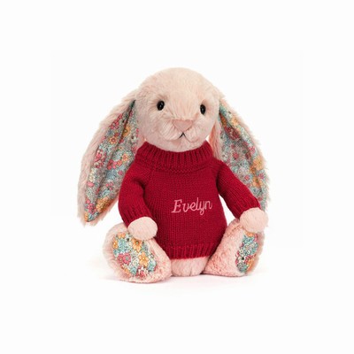 Jellycat Blossom Blush Bunny with Red Jumper Australia | 513849ZNR